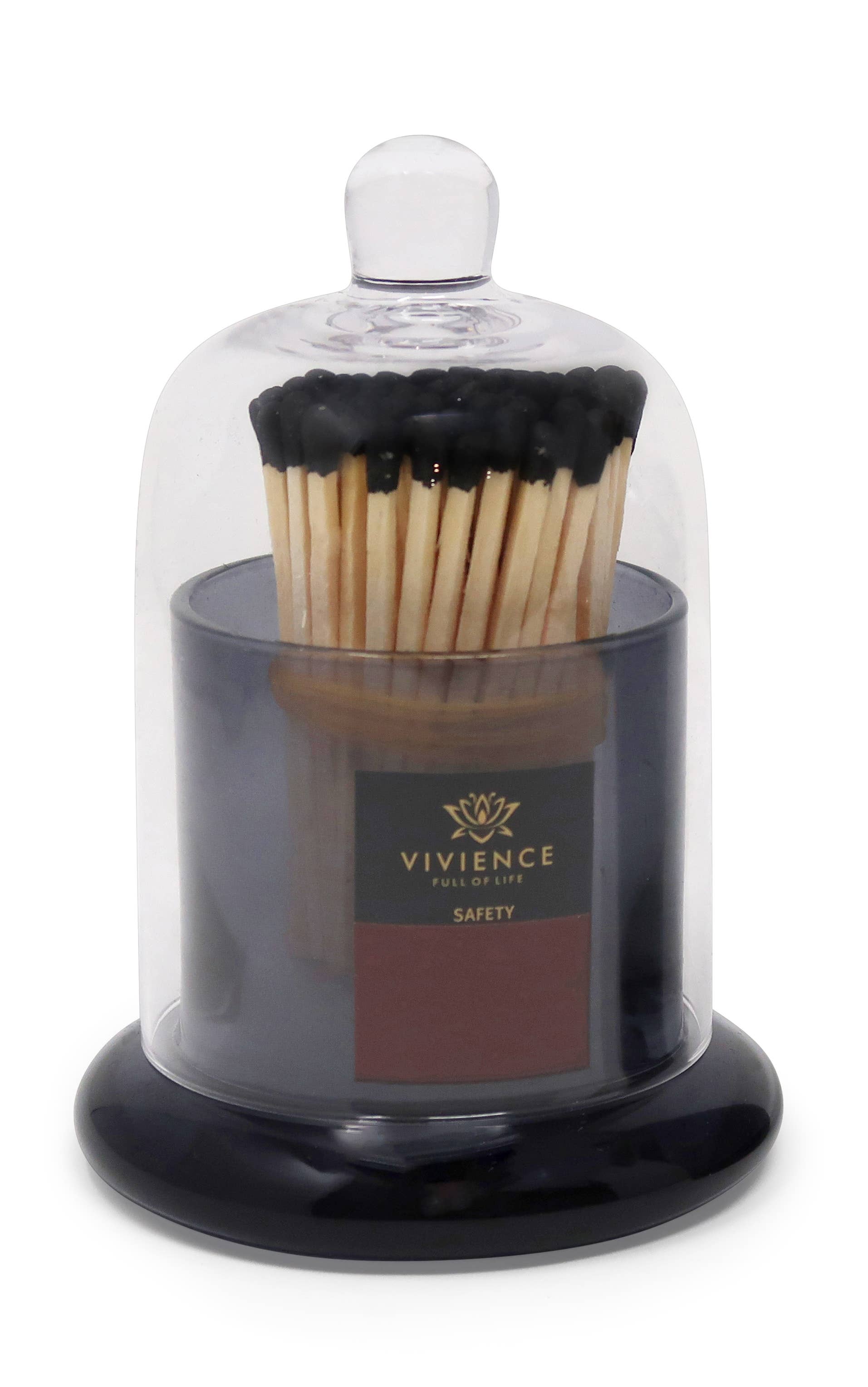 VIVIENCE - Wholesale Match Holder - Match Holder Jar with Gold/Smoked Base5
