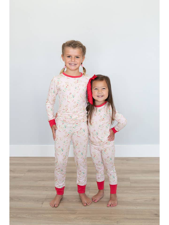 Sweet Bay Clothing - Wholesale Sleepwear Set - Kids - Pink Gingerbread Two Piece Pajama Pants Set