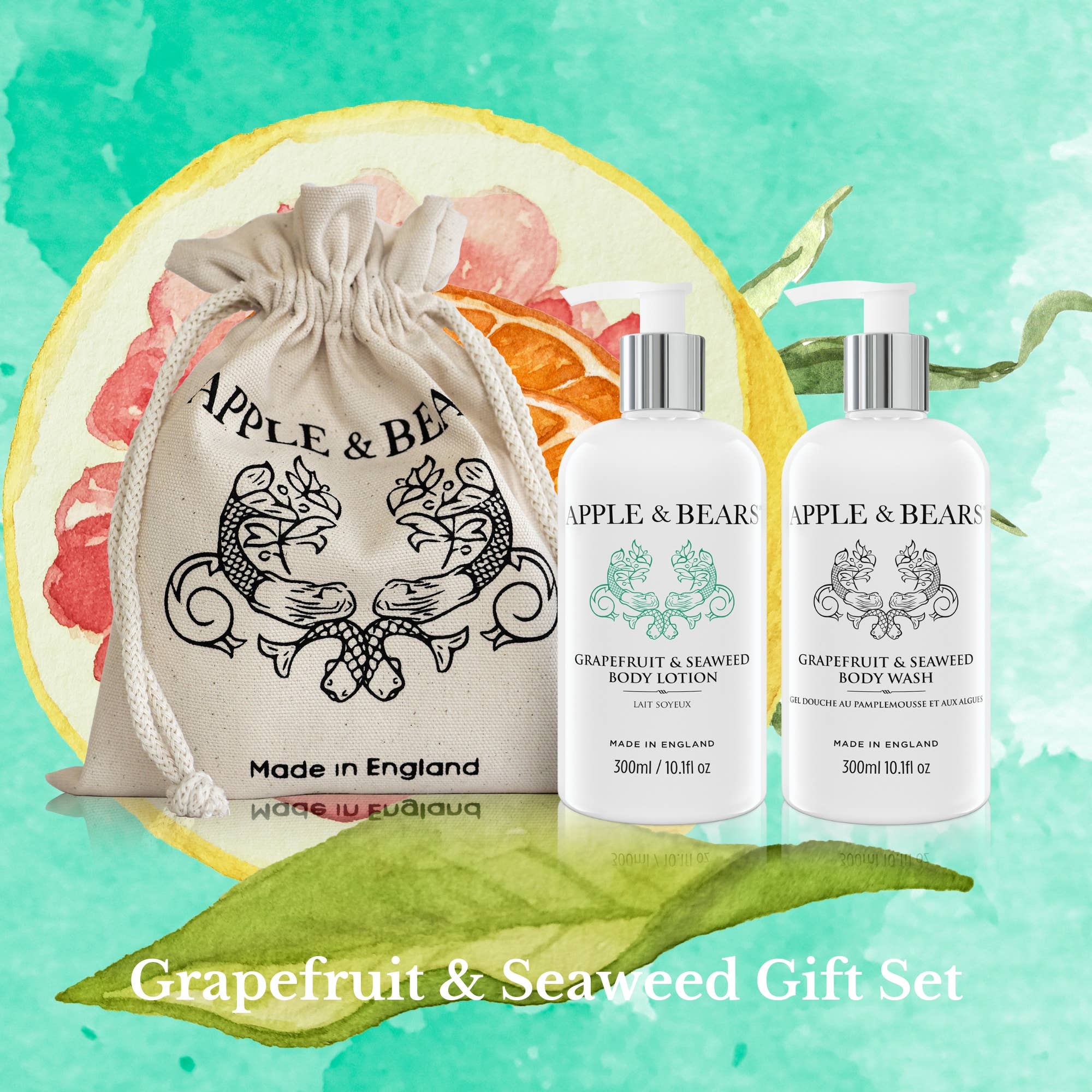 APPLE & BEARS – Großhandel Bade- & Körperpflege-Set – Luxus-Geschenkset mit Grapefruit und Meeresalgen5