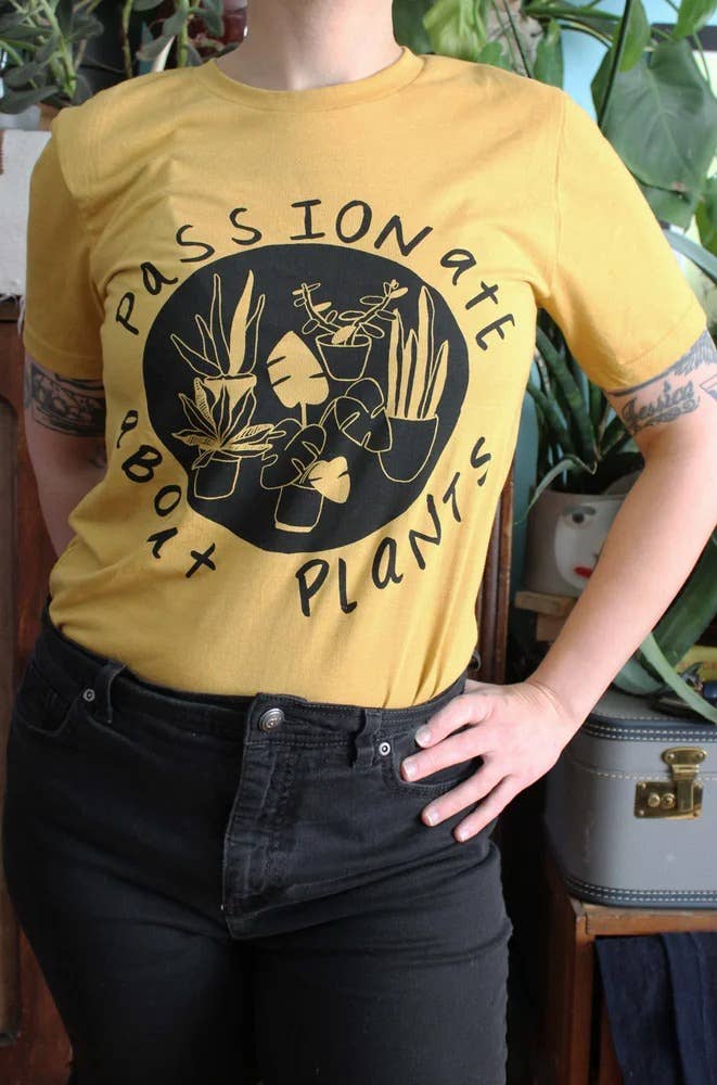 Yonder Studios - Wholesale Screen Printed T-Shirt - Women's - Passionate About Plants Shirt in Black2