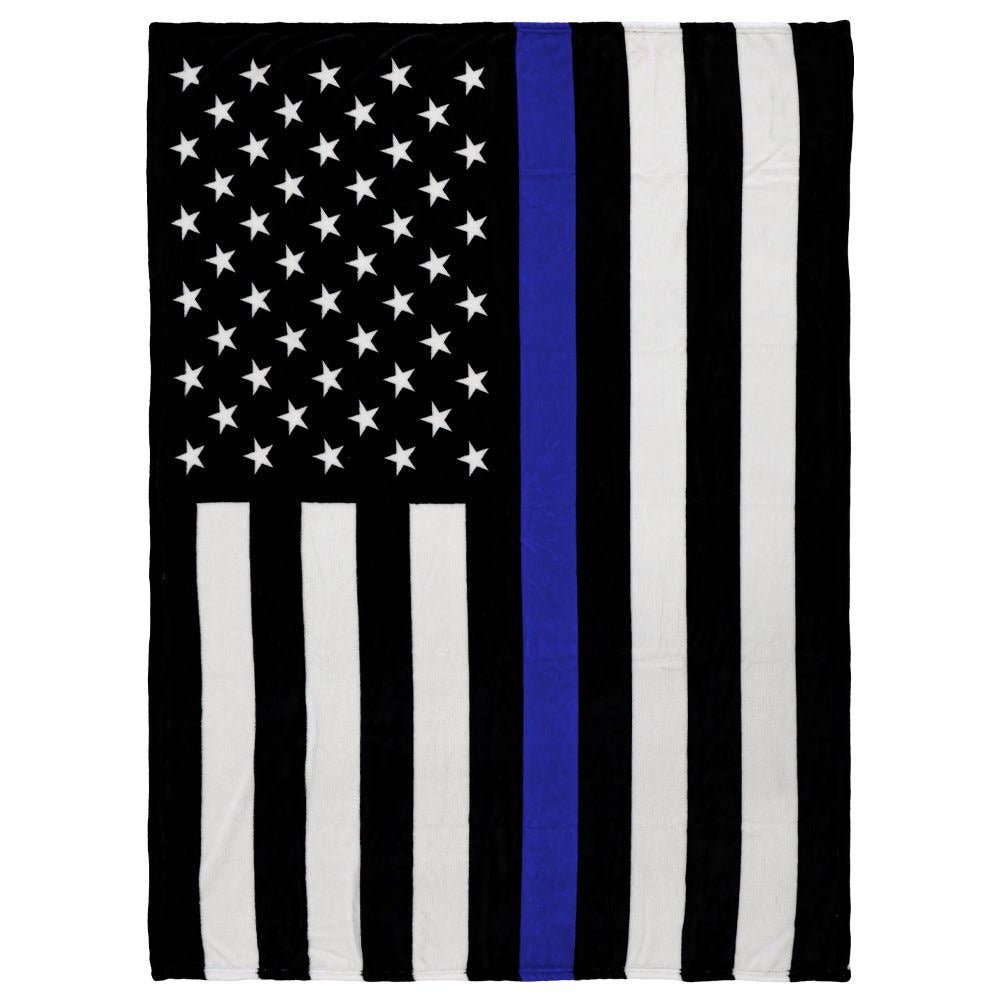 Flags Importer - Wholesale Throw Blanket - Thin Blue Line Soft Plush 50x60in Blanket1
