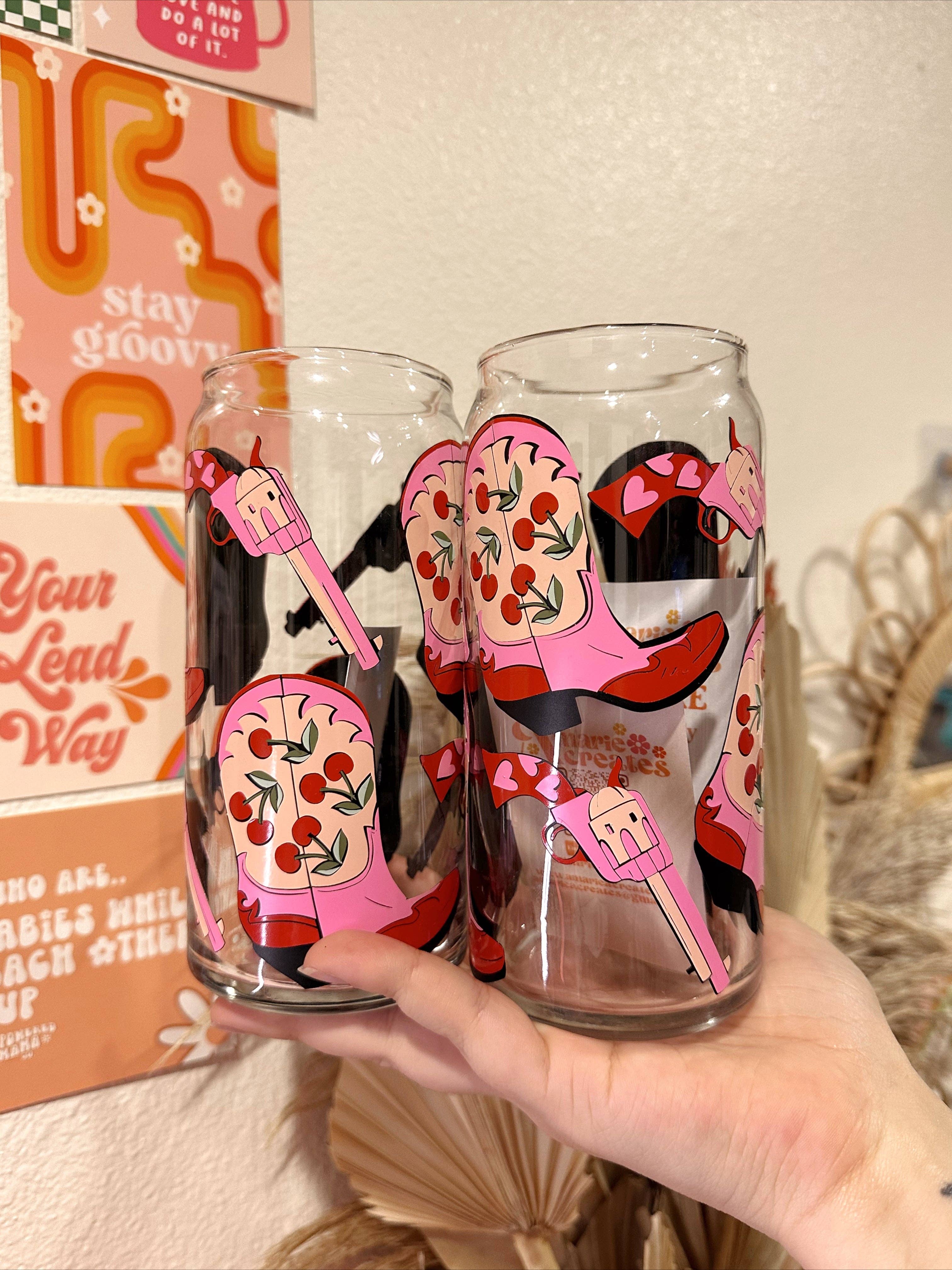 amarieacreates - Wholesale Drinking glass/cup - Cowboy Vday Glass Cup