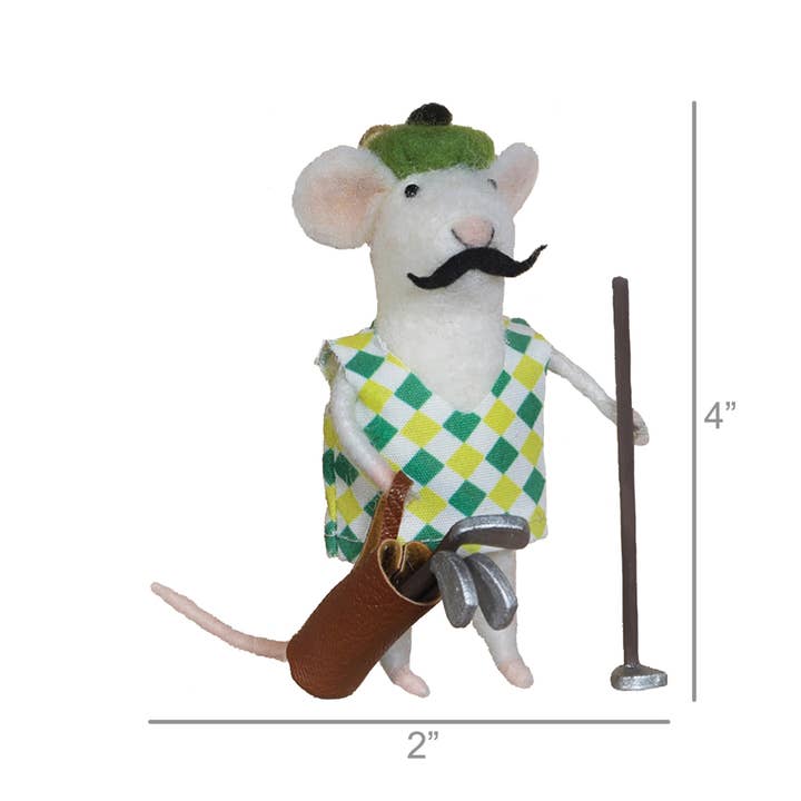 HomArt - Wholesale Decorative Figurine - Felt Golfer Mouse Ornament1