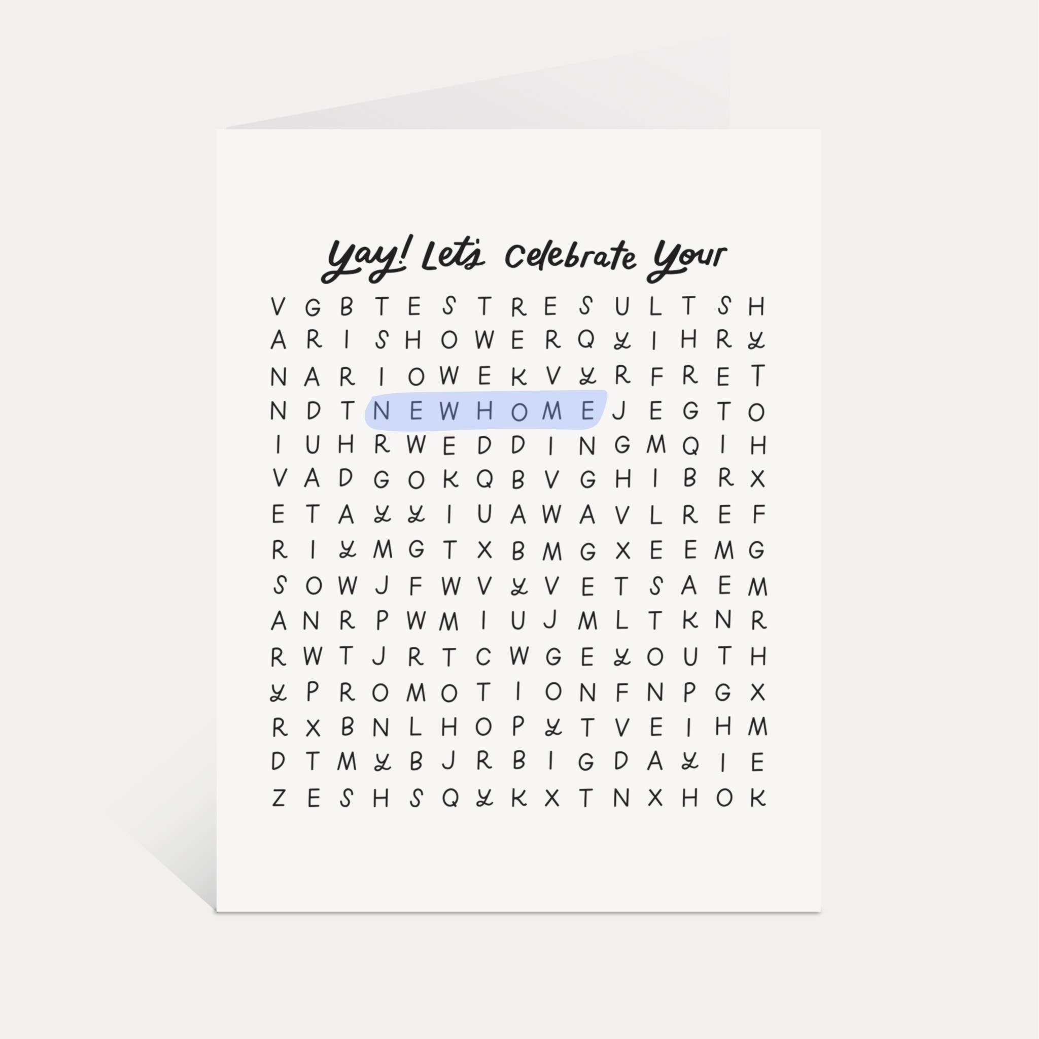 Just Follow Your Art - Wholesale Congratulations Card - Let's Celebrate Wordsearch Card | Interactive Card Congrats1