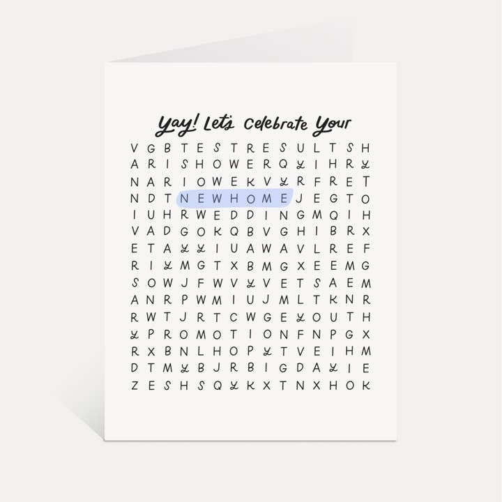 Just Follow Your Art - Wholesale Congratulations Card - Let's Celebrate Wordsearch Card | Interactive Card Congrats1