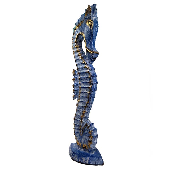 Statue di Cavallucci Marini in Legno Fascino Costiero #3 per la vendita all'ingrosso da parte di Stoneage Arts Inc