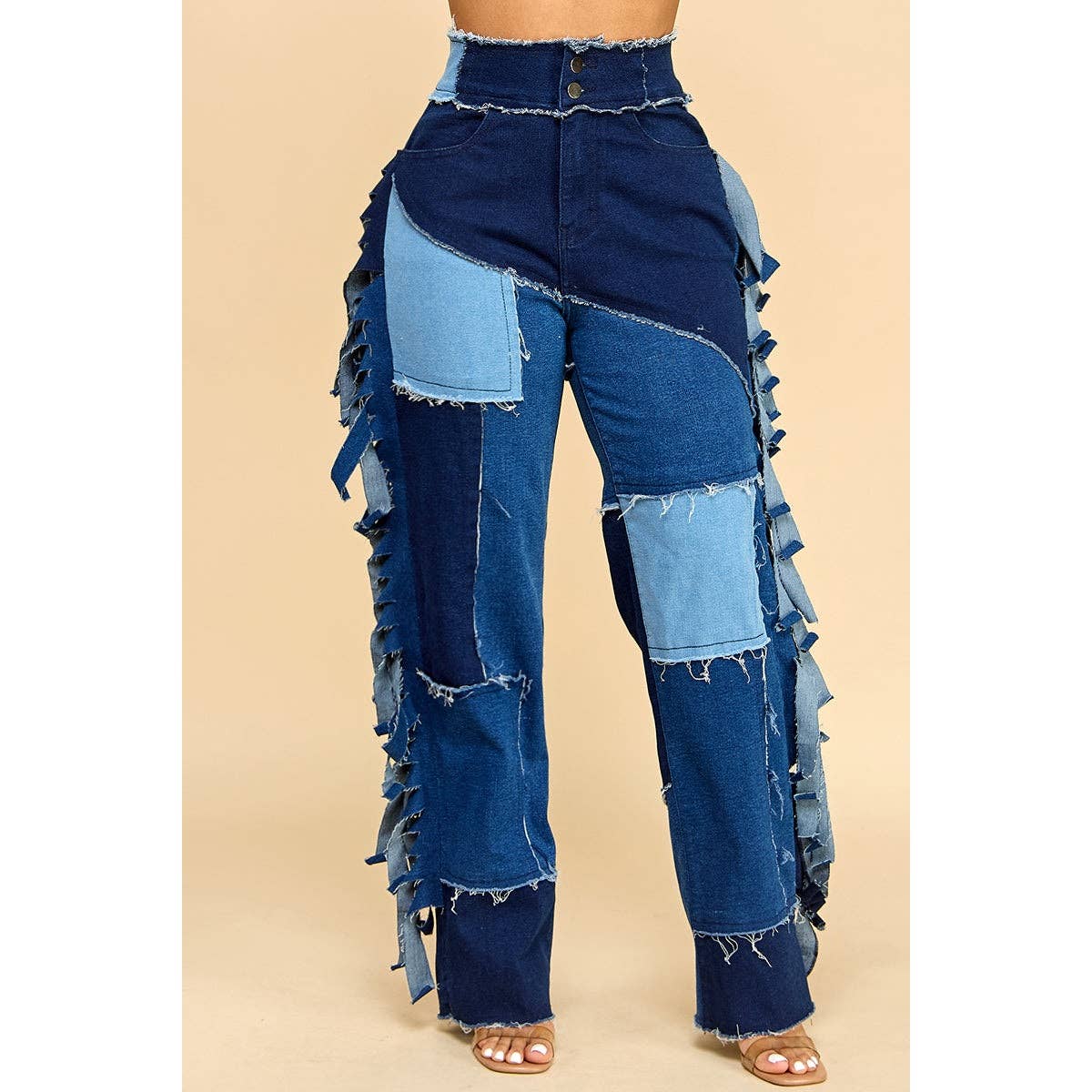 Patchwork Ripped Denim Pants for wholesale on Faire2