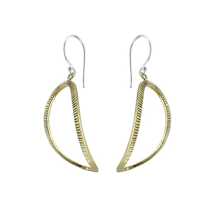 Etched Solid Brass Curved Oval Dangle for wholesale by SITA