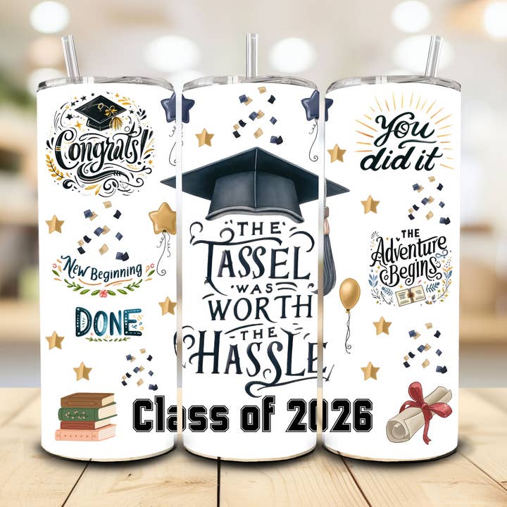 Bicchiere di Laurea 2026, 20 oz. Acciaio Inossidabile per la vendita all'ingrosso da parte di Stencil Art Canada