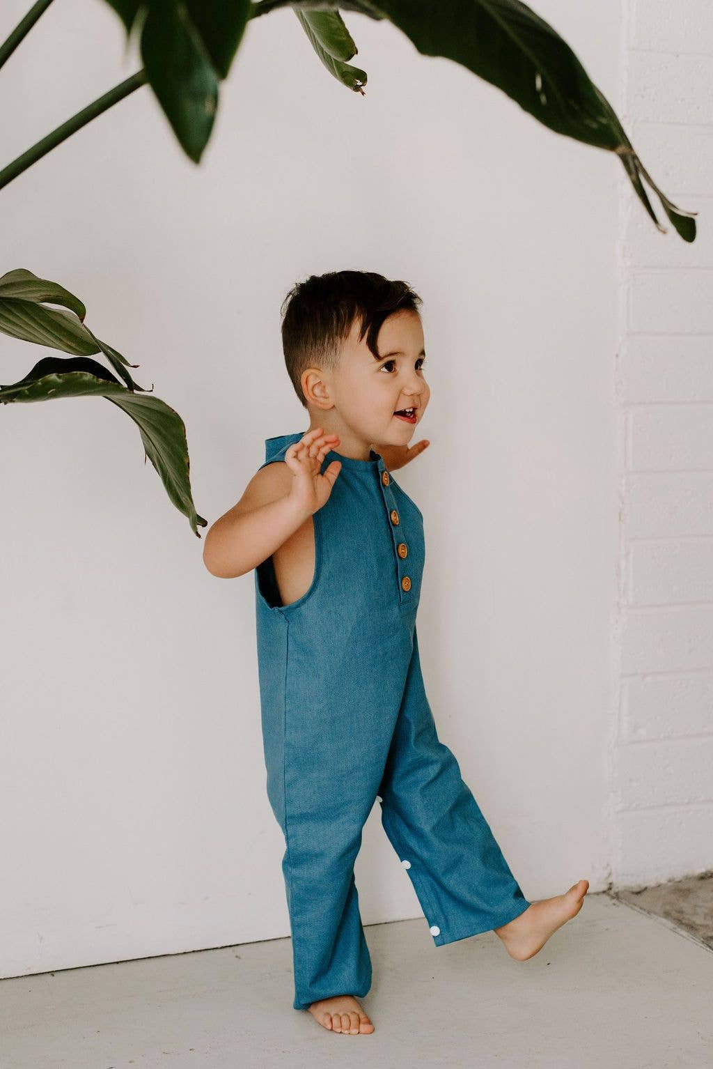 Ashley Rose Clothing - Wholesale Jumpsuit - Baby - Linen Finley Baby Toddler Romper in Cobalt | Sustainable0