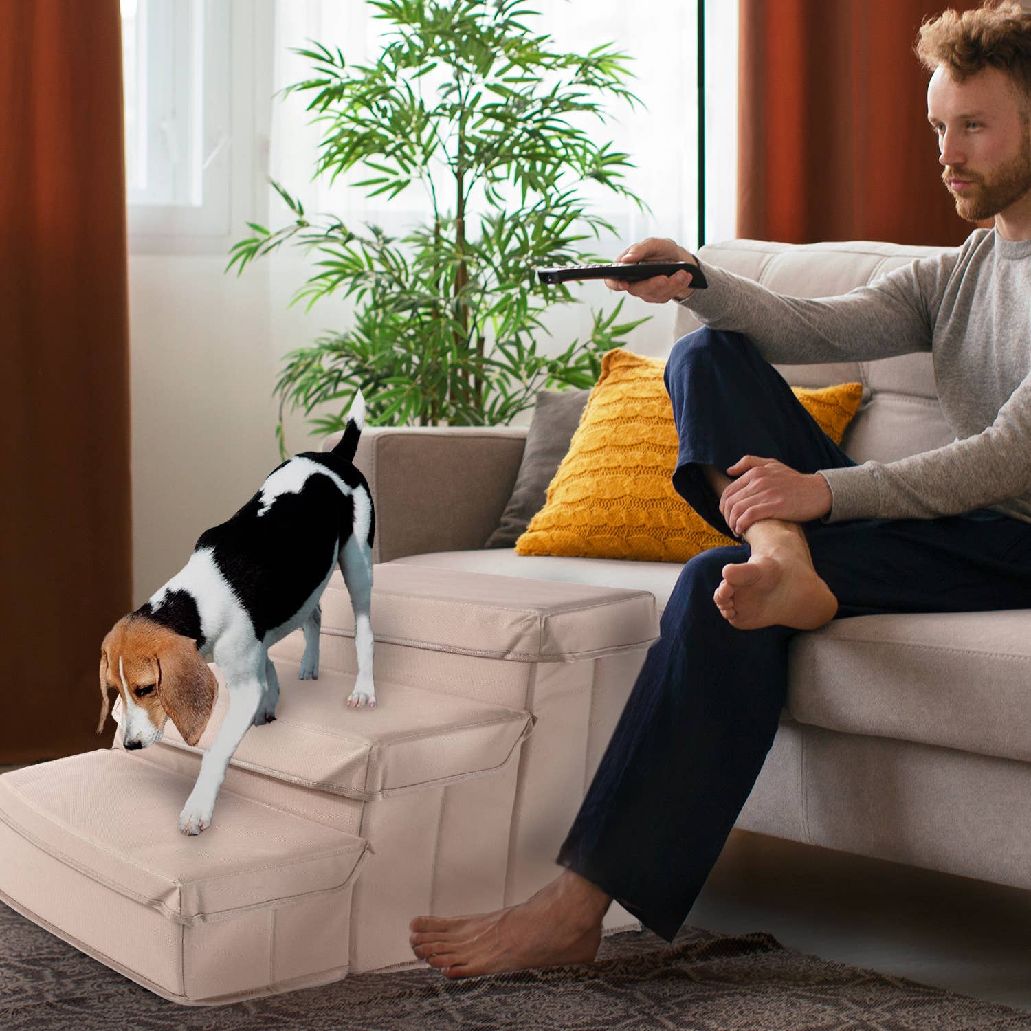 Precious Tails - Vente Escalier et rampe – chat et chien - Étapes de rangement pliables Home Base en 3 étapes pour animaux de compagnie12