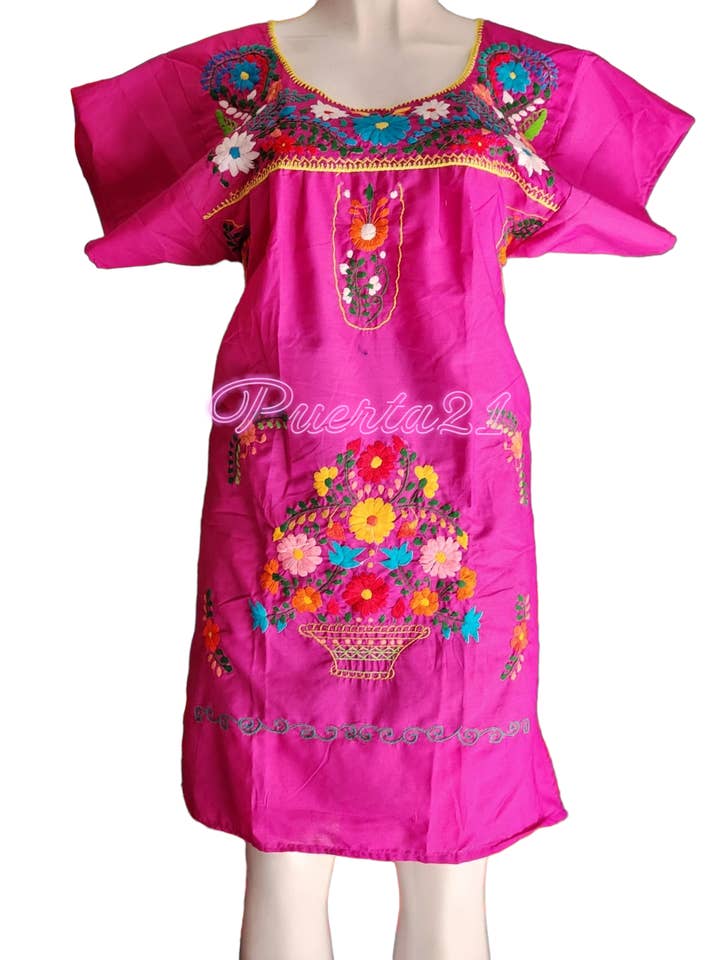 Puerta21 - Wholesale Dress - Women's - Puebla Mexican Embroidered Dress from Mexico womens vestidos