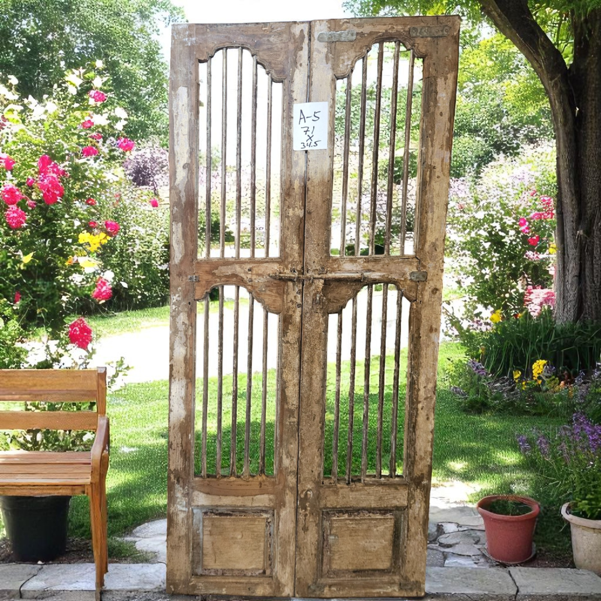 Wilco Home - Wholesale Wall Accent - One-of-a-kind Vintage Solid Wood Doors with Iron Protectors4