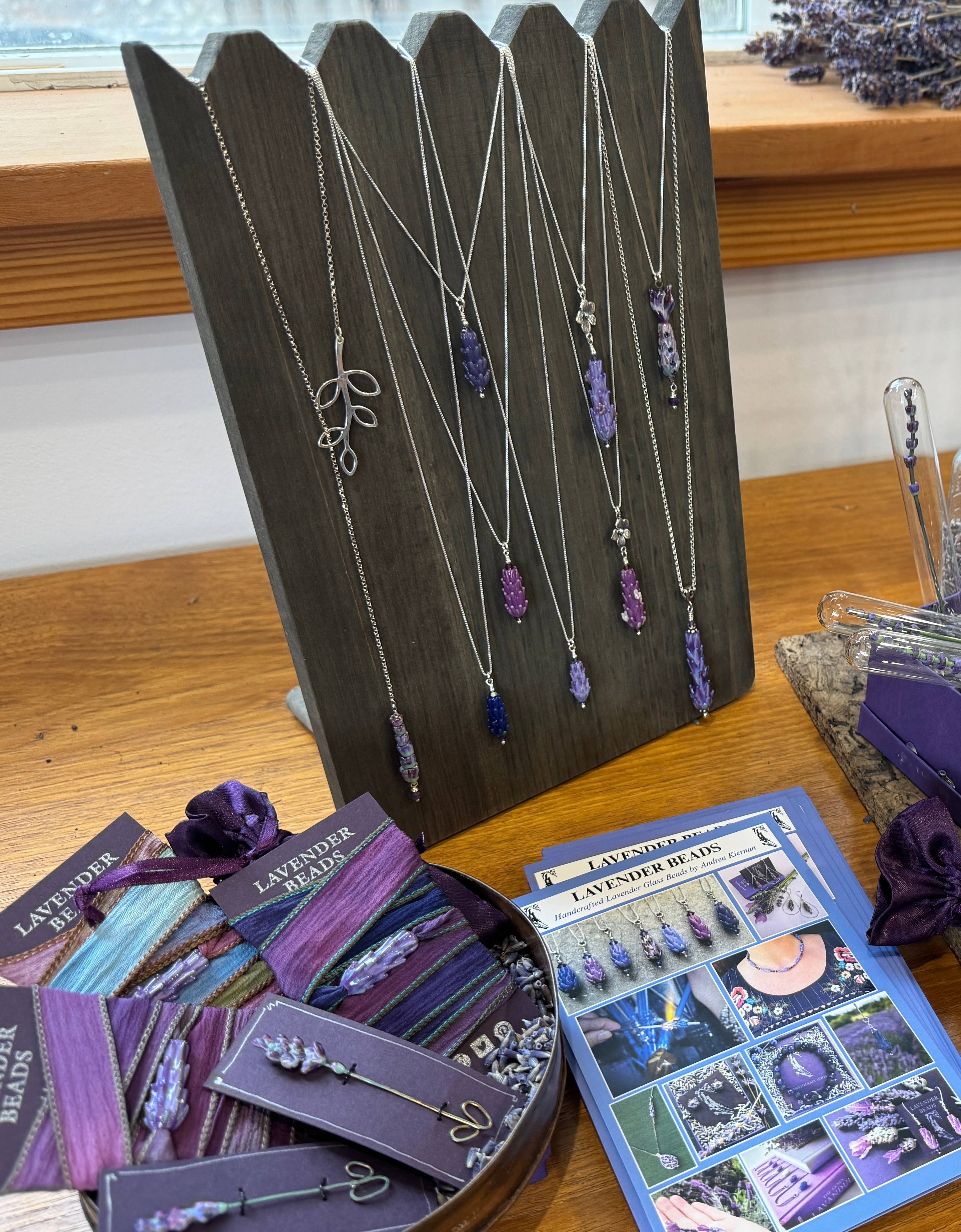 Lavender Beads - Wholesale Jewelry Stand & Display - Wooden Display for Lavender Pendants1