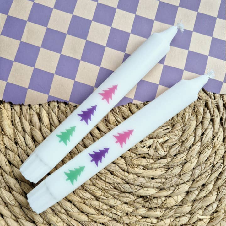 Labelgeluk - Vente Bougies/bougeoirs coniques - Bougie de texte | couleur des sapins de Noël | Noël