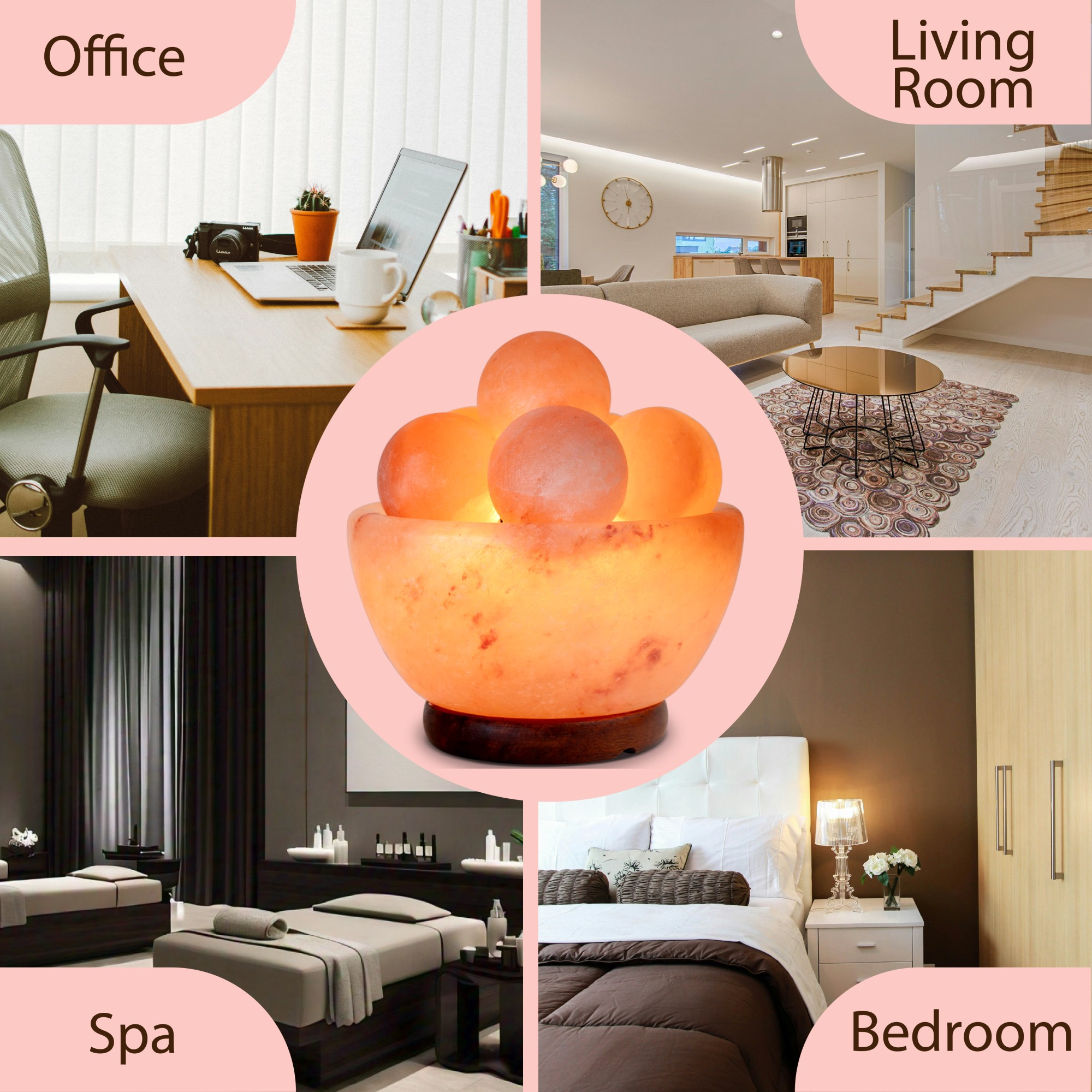 UMAID PRODUCTS - Wholesale Accent/Desk Lamp - Himalayan Salt Massage Bowl Lamp with 6 Massage Balls5