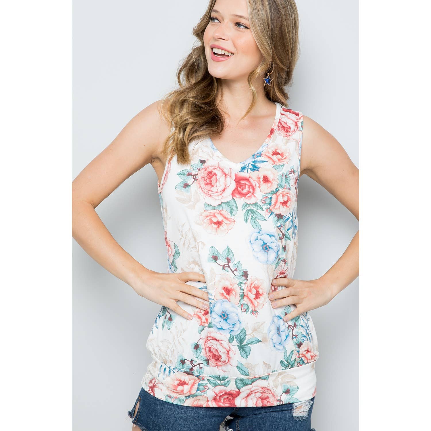 1clique co. - Wholesale Tank Top - Women's - SLEEVELESS BANDED BOTTOM TOP1