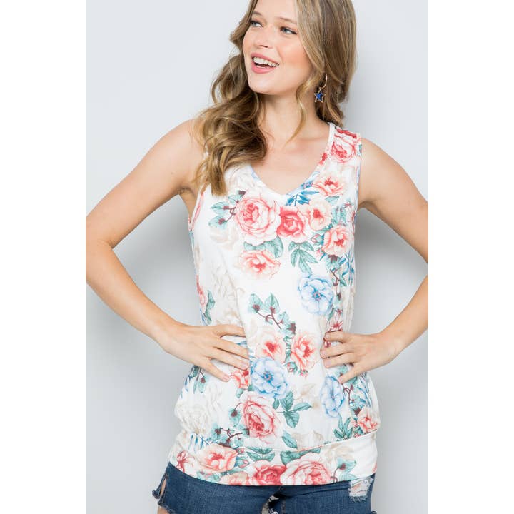 1clique co. - Wholesale Tank Top - Women's - SLEEVELESS BANDED BOTTOM TOP1