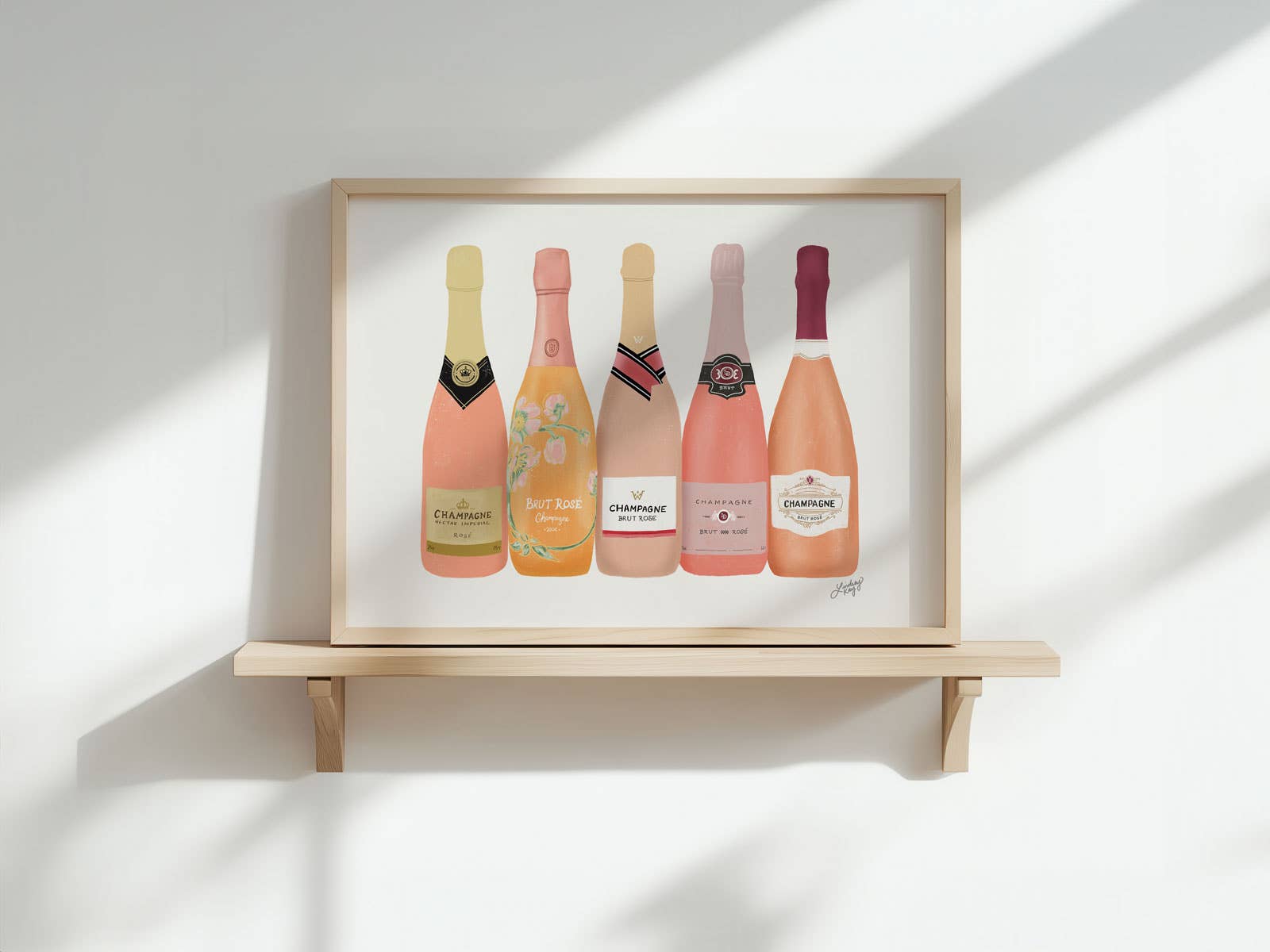 Lindsey Kay Collective - Wholesale Art Print - Rose Champagne Bottles - Art Print2
