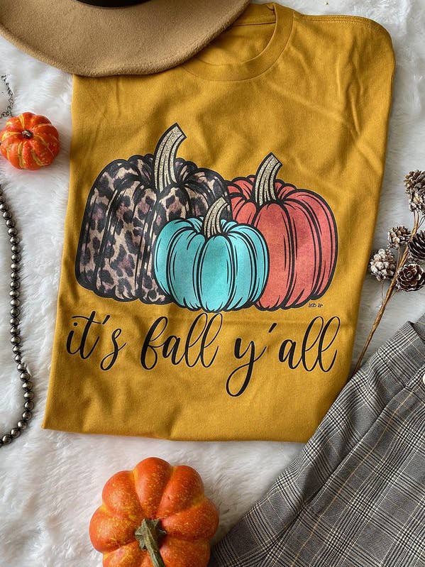 Bella Canvas Its Fall Yall Cute, Pumkins Graphic Tshirt for wholesale by L&B Life