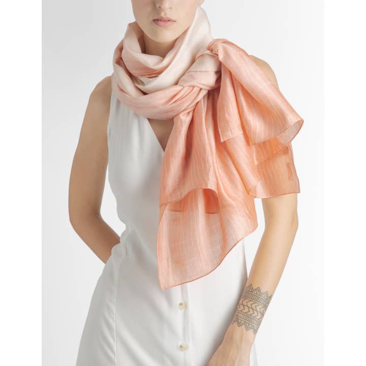 Nimboo - Wholesale Scarf – Women's - Foulard Shibori Abricot1