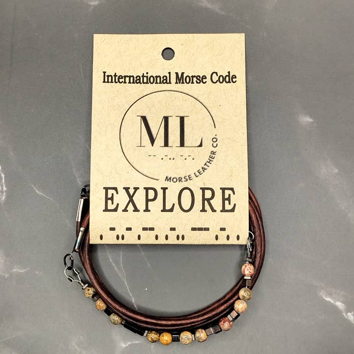 Morse Code Bracelet - EXPLORE for wholesale by MorseLeather Co.