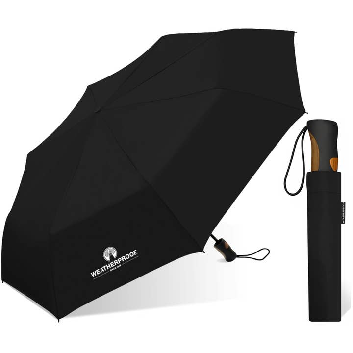 Chaby International - Wholesale Umbrella - Unisex - Weatherproof 42" Automatic Folding Rain Umbrella - Black