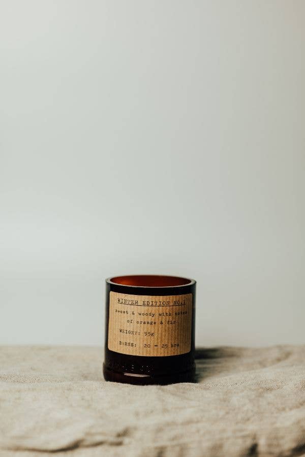 Old Green – wholesale Jar/filled candle – Small Winter Candle - Fire Glass0