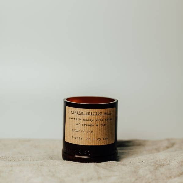 Old Green – wholesale Jar/filled candle – Small Winter Candle - Fire Glass0