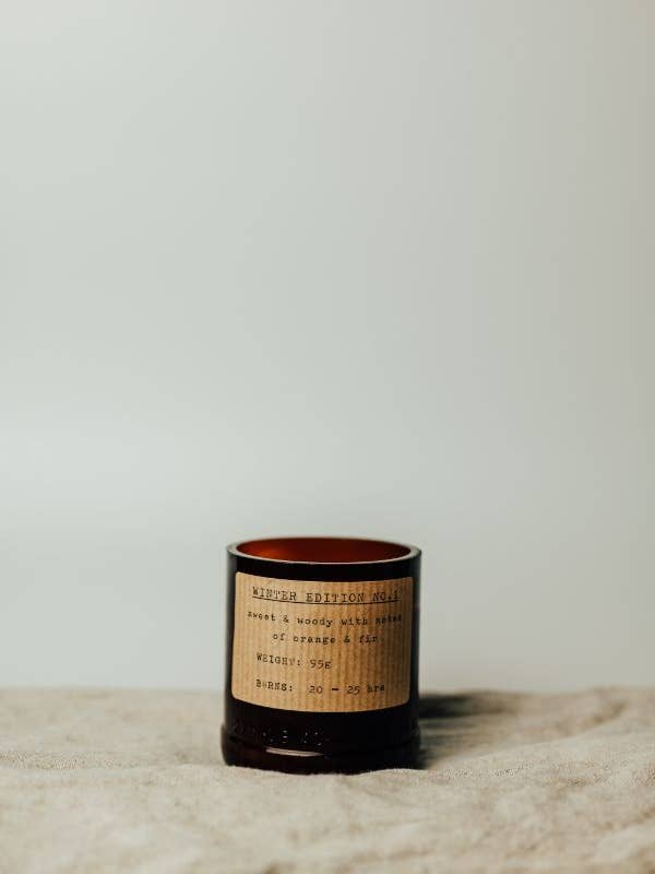 Small Winter Candle - Fire Glass for wholesale by Old Green