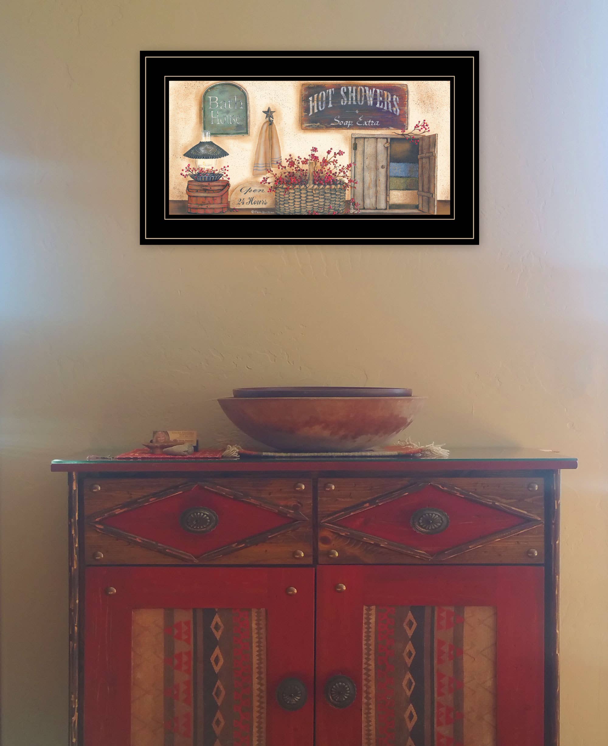 Trendy Decor 4U - Wholesale Art Print - "Bath House" Collection by Pam Britton in Black Frame1