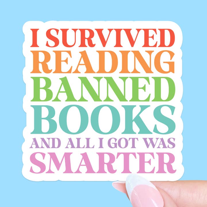 Banned books sticker, Bookish sticker, Sticker for readers for wholesale by Radical Buttons