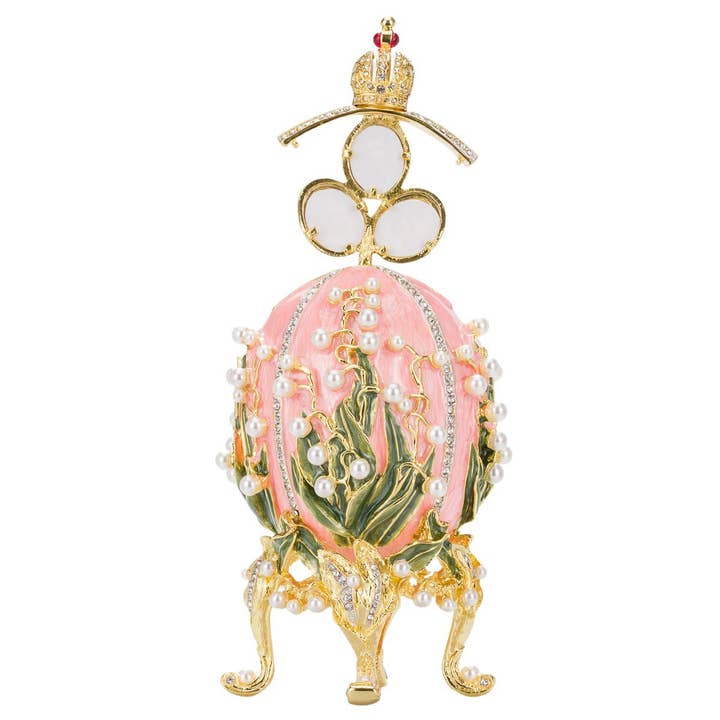 danila-souvenirs - Wholesale Decorative Tabletop Object - Faberge Lilies of the Valley Egg with photo frames pink2