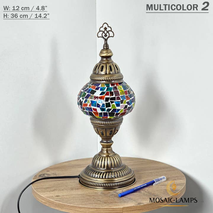 Mosaic Lamps - Wholesale Accent/desk lamp - 10+ Colors - Turkish Mosaic Medium Globe Table Lamp, Handmad19