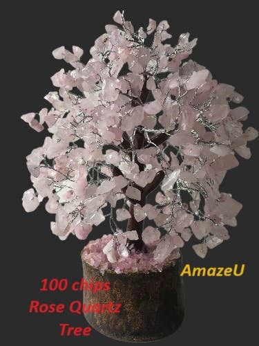 Rose Quartz Ädelstenträd, 500 chips Gyllene trådbundet träd för wholesale av AmazeU