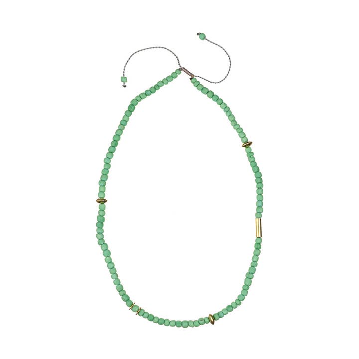 River Adjustable Necklace Green for wholesale by Just Trade UK