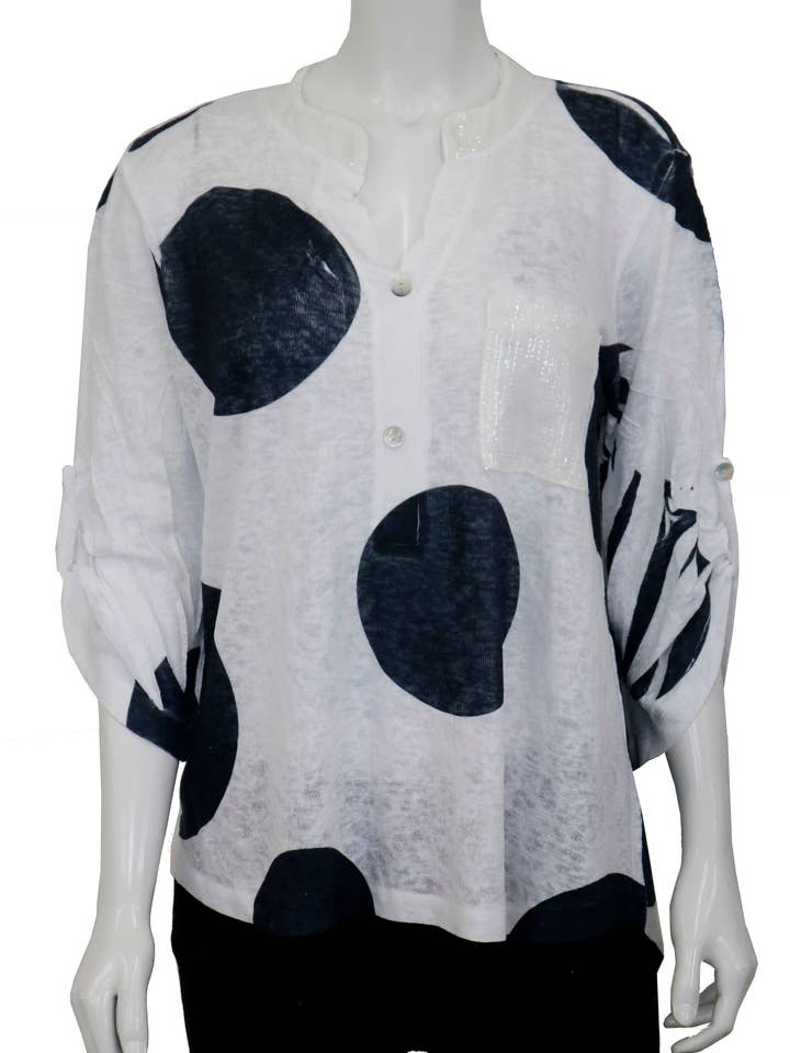 819P906 Petite 3/4 Sleeve w/ tab and pull detail for wholesale by Impulse California