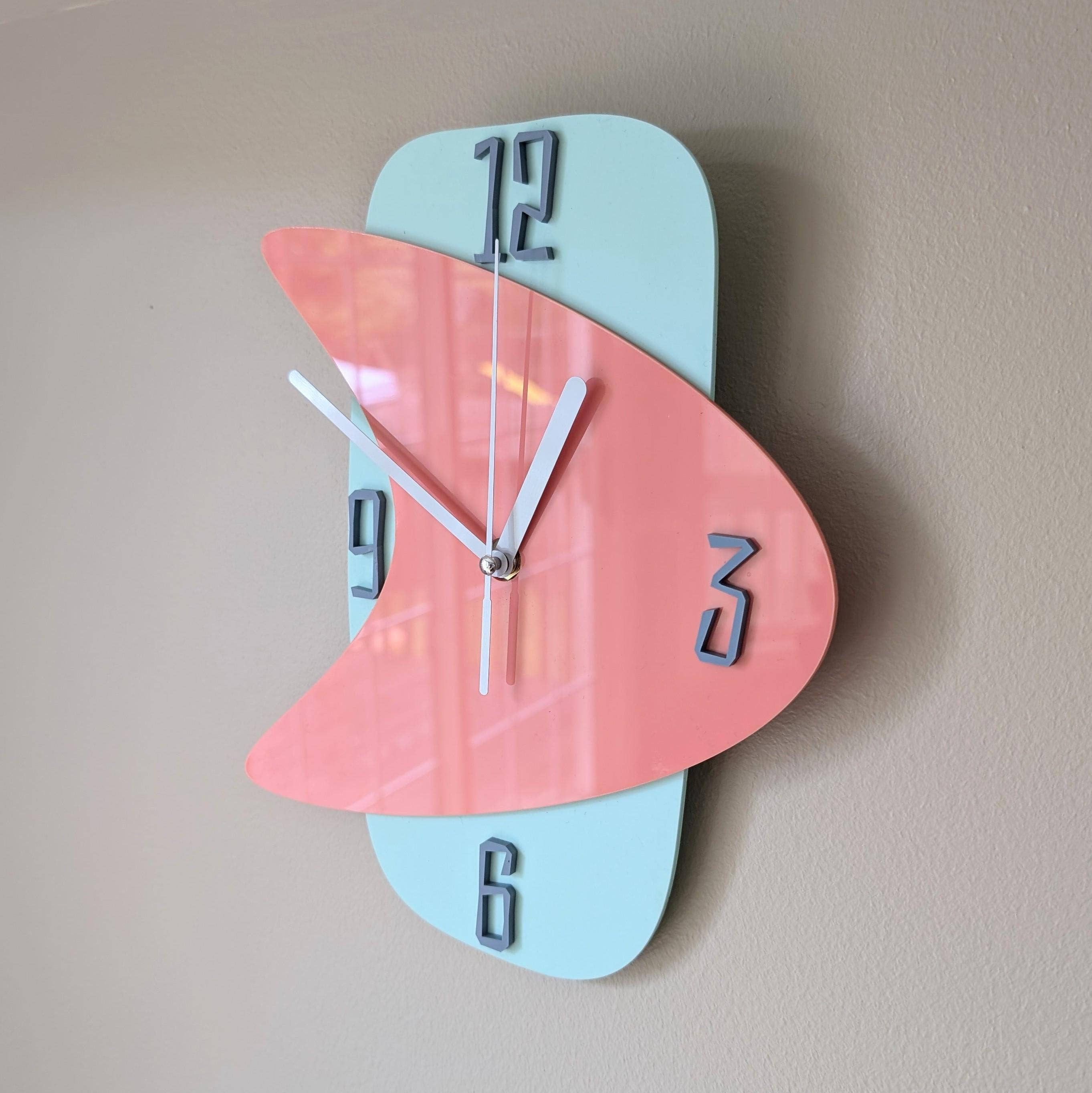 Shelfish Modern - Wholesale Wall Clock - Mid Century Retro 50s Style Clock - Atomic Clock - Kitchen Clock - MCM Decor - Mid Century Modern Clock -Funky Nursery Clock - Diner Decor1