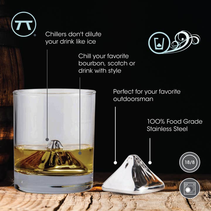 Fox Run Brands - Vendita all'ingrosso Cubetto refrigerante per bevande - Fox Run Brands Pietre da Whisky a Forma di Montagna, Set da 2, 4,6 x 3,4 cm2