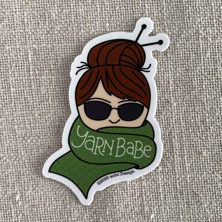 Yarn Babe Brunette Vinyl Sticker for wholesale by acbc Design