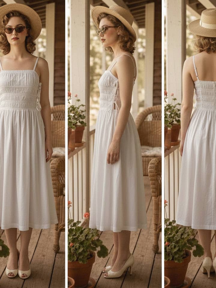 Juno Cotton Cambric Midi Dress for wholesale by Timeless London