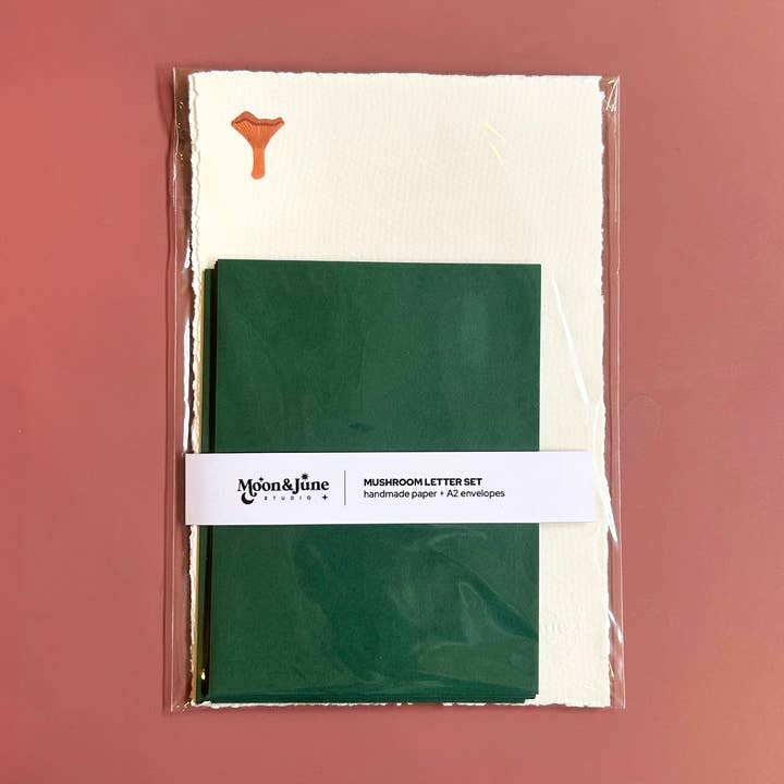 Moon&June Studio - Wholesale Stationery/Notecard Set - Mushroom Letter Set Stationery / Handmade Paper1