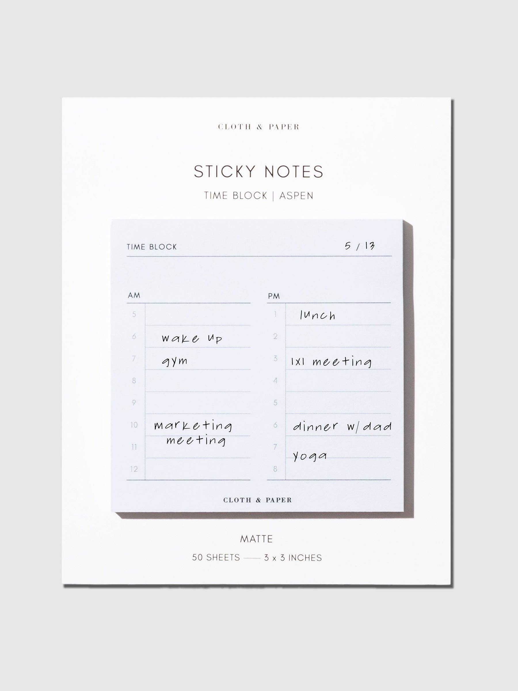 Cloth & Paper - Wholesale Sticky Notes - Time Block Sticky Note1