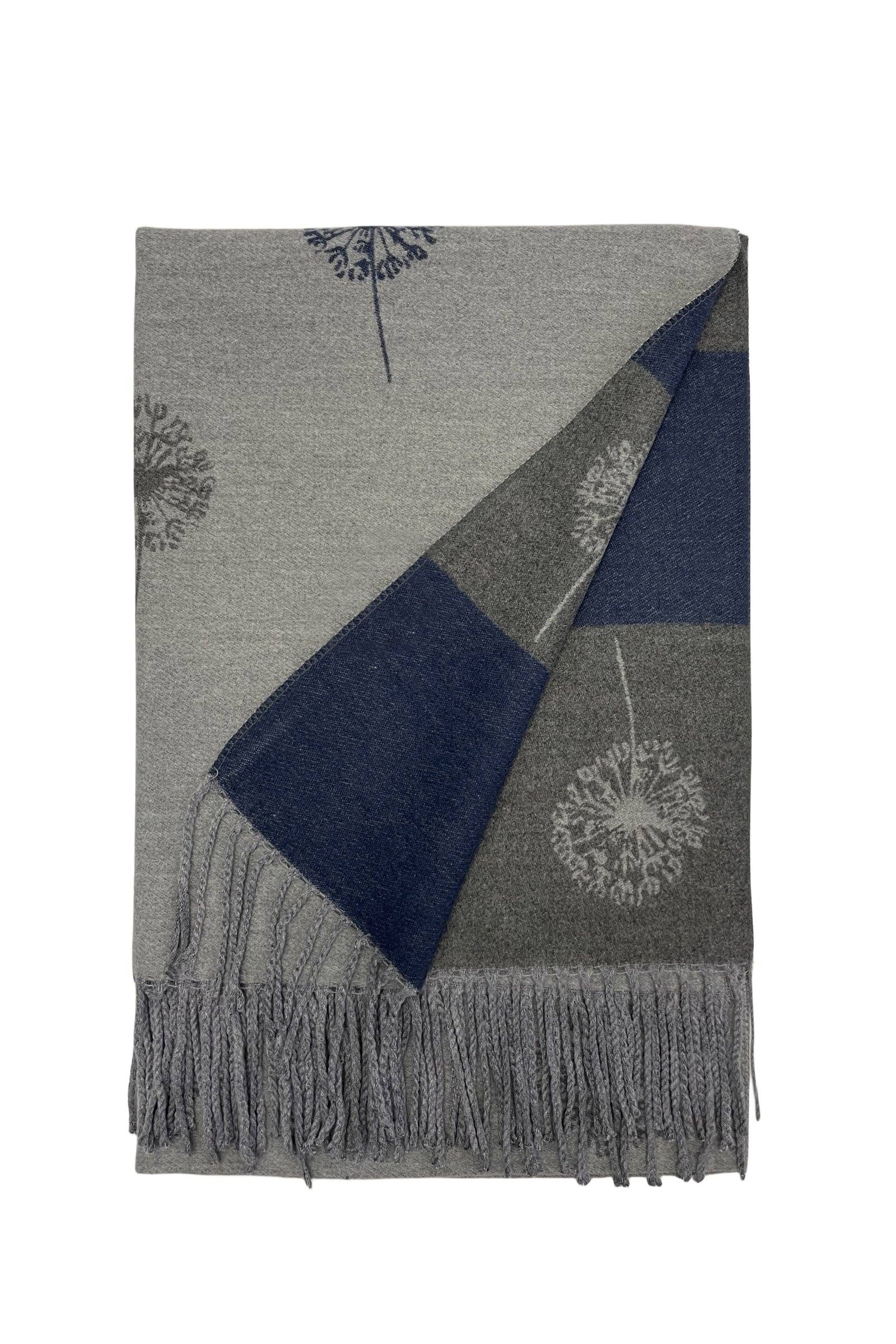 Fashion Scarf World – wholesale Scarf – Women's – Dandelion Print With Reversible Stripe Tassel Scarf5
