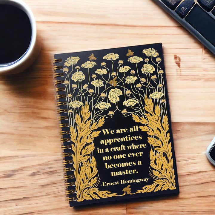 Citação inspiradora Ernest Hemingway Caderno Artesanal Estilo Deco por atacado de Fly Paper Products