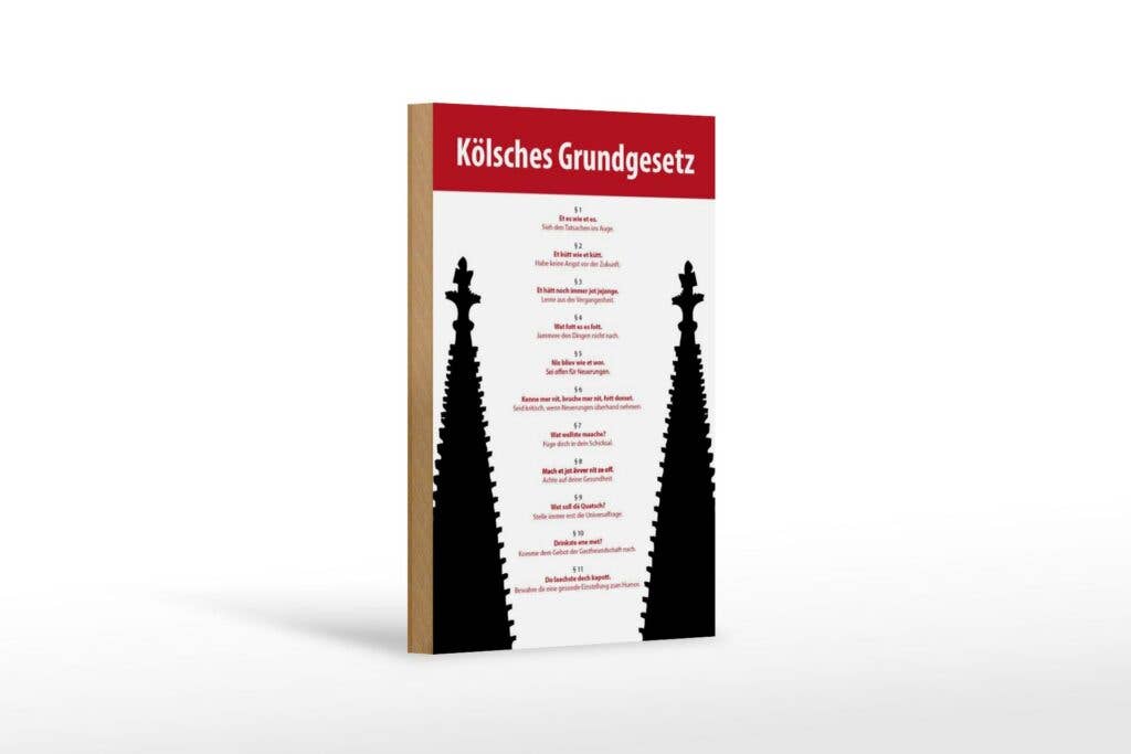 Femer - Wholesale Sign - Wooden sign saying 12x18cm Kölsches Grundgesetz wooden decorative sign0