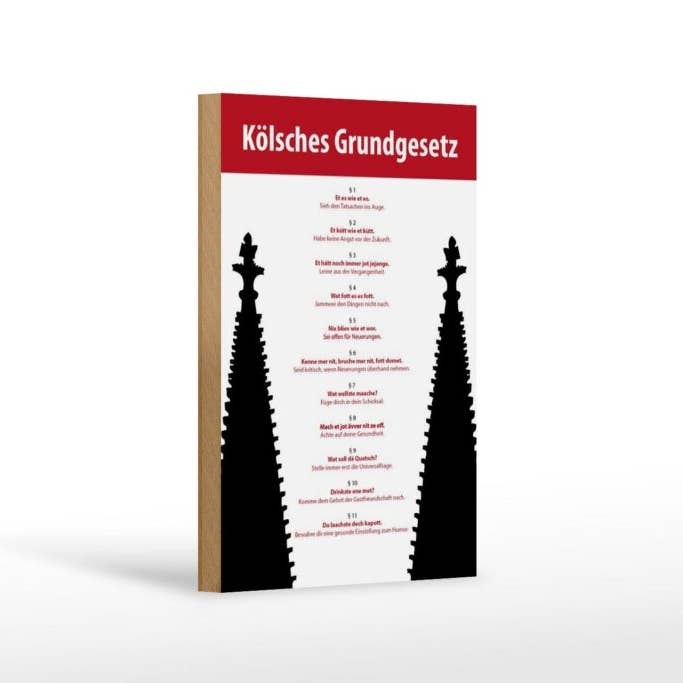 Femer - Wholesale Sign - Wooden sign saying 12x18cm Kölsches Grundgesetz wooden decorative sign