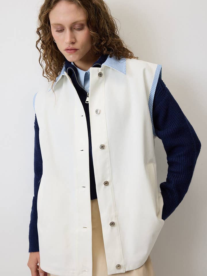 GATHERED GABARDINE VEST for wholesale by Touché Privé