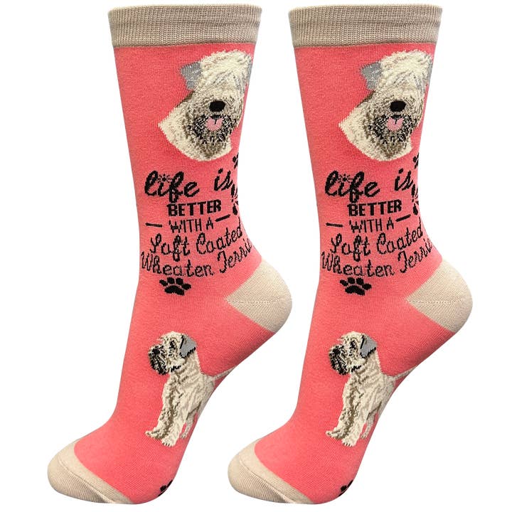 E&S Pets - Wholesale Socks - Unisex - Wheaten Terrier Dog Socks - Fun Novelty Crew Socks -Unisex