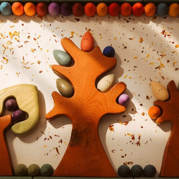 Q Toys - Wholesale Houten speelgoed - Kinderen - Gekleurde houten boom, set van 34